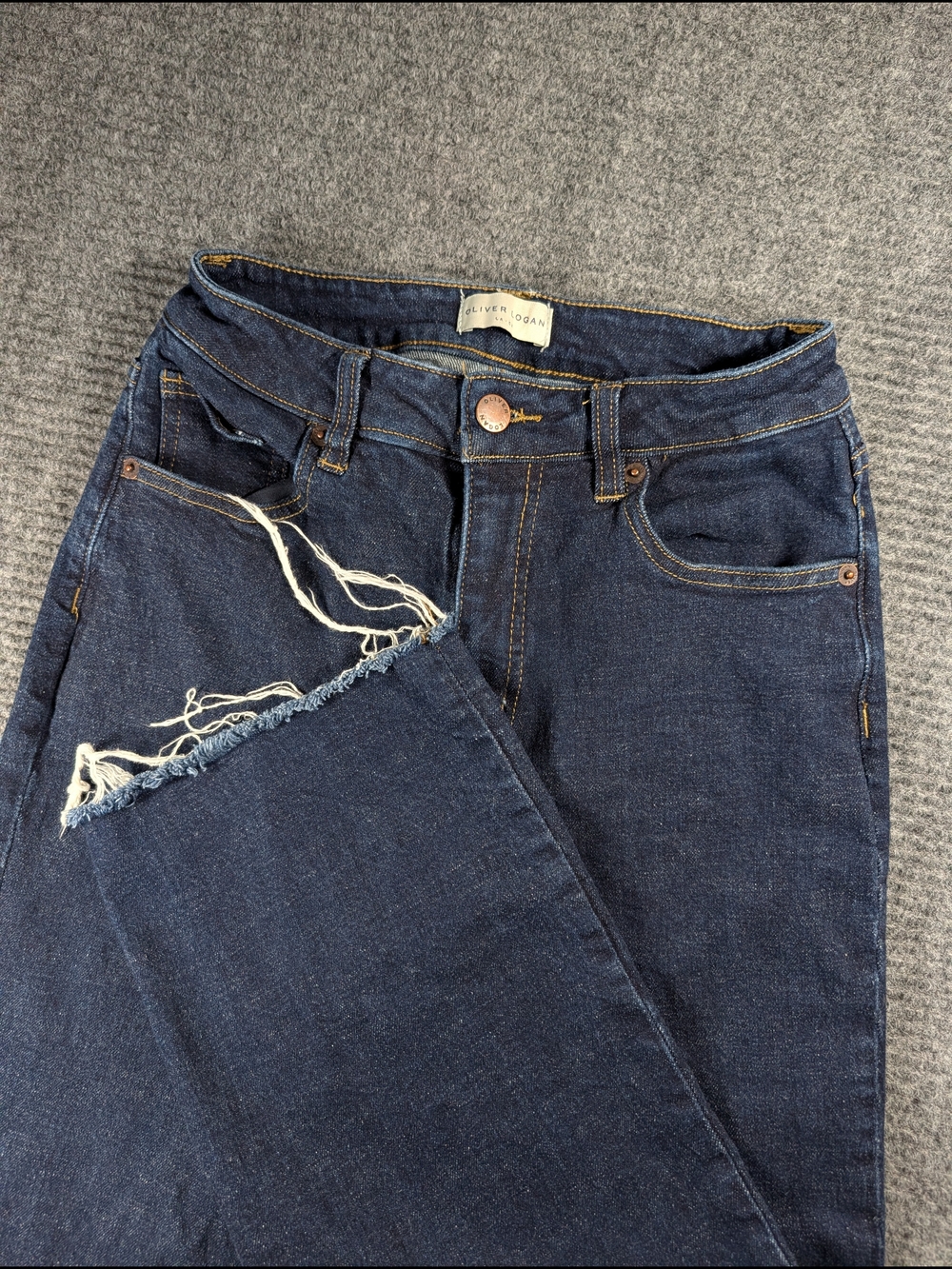 Oliver Logan Aberdeen Denim Jeans Women's 25 Wide Leg Crop Hi-Rise Frayed Hem